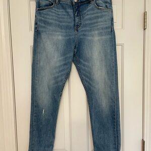 Anthropologie Pilcro Jeans Women’s Size 31 Slim Straight Rose Gold Satin Roll Up